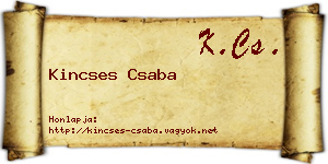 Kincses Csaba névjegykártya